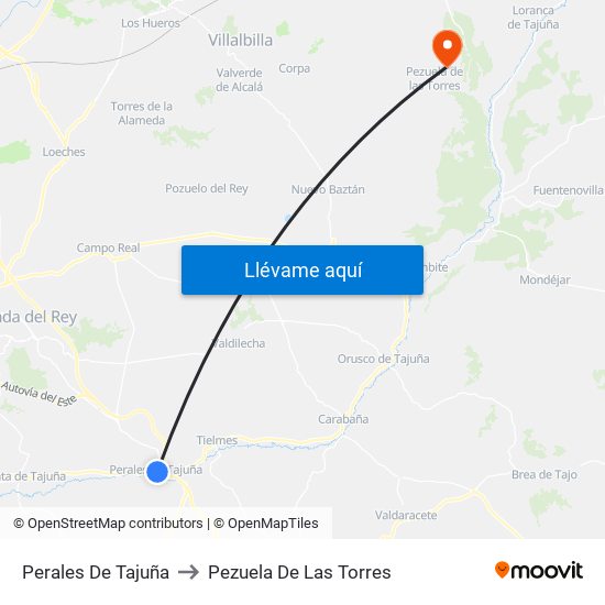 Perales De Tajuña to Pezuela De Las Torres map