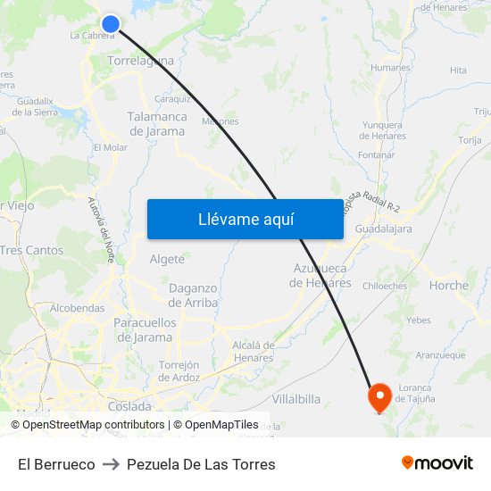 El Berrueco to Pezuela De Las Torres map