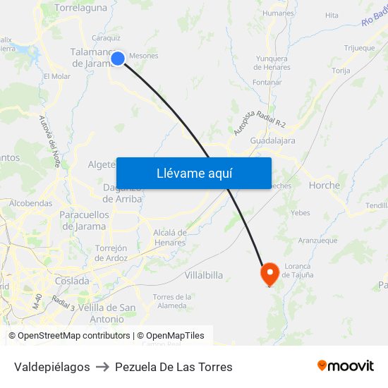 Valdepiélagos to Pezuela De Las Torres map