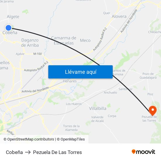 Cobeña to Pezuela De Las Torres map