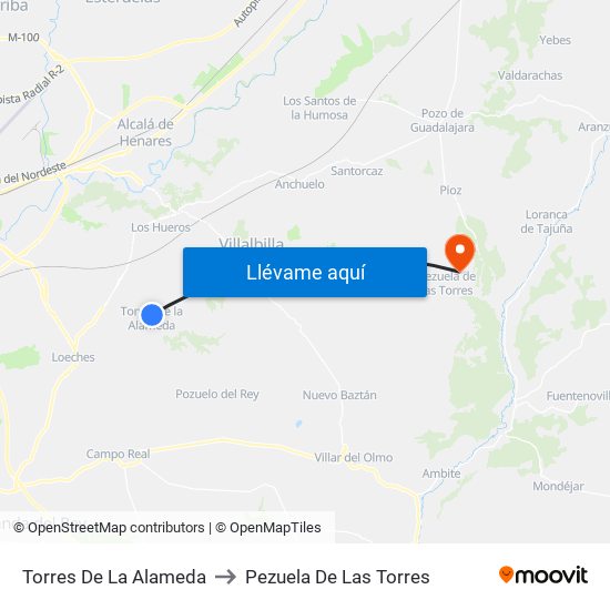 Torres De La Alameda to Pezuela De Las Torres map