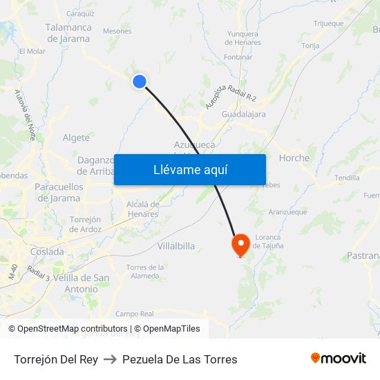 Torrejón Del Rey to Pezuela De Las Torres map