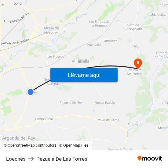 Loeches to Pezuela De Las Torres map