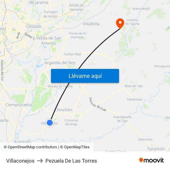 Villaconejos to Pezuela De Las Torres map