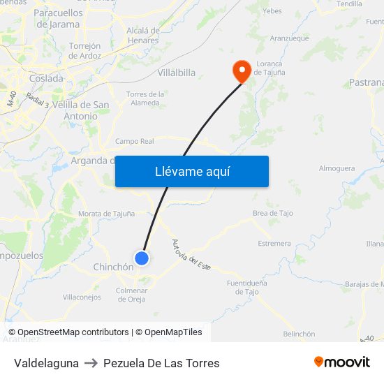 Valdelaguna to Pezuela De Las Torres map