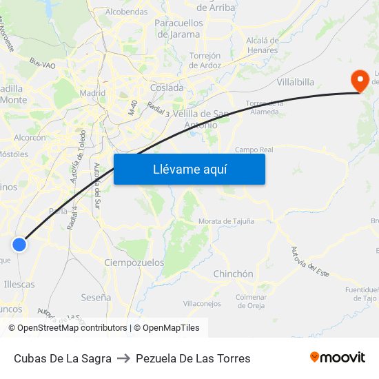 Cubas De La Sagra to Pezuela De Las Torres map