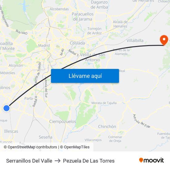Serranillos Del Valle to Pezuela De Las Torres map