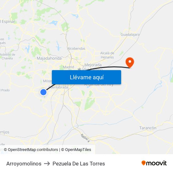 Arroyomolinos to Pezuela De Las Torres map