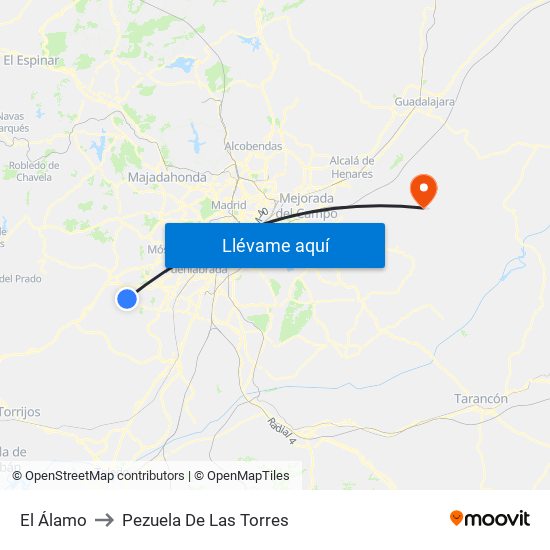 El Álamo to Pezuela De Las Torres map