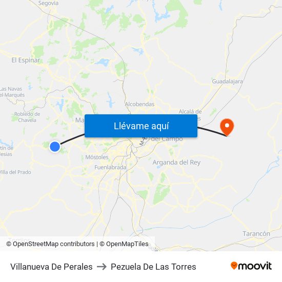 Villanueva De Perales to Pezuela De Las Torres map
