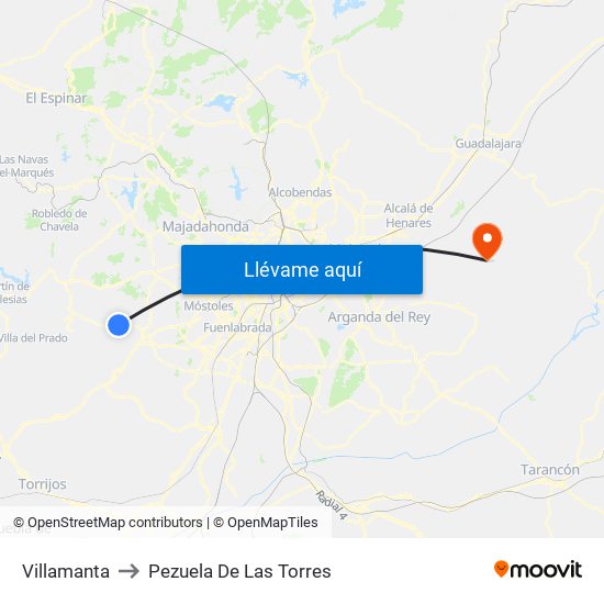 Villamanta to Pezuela De Las Torres map