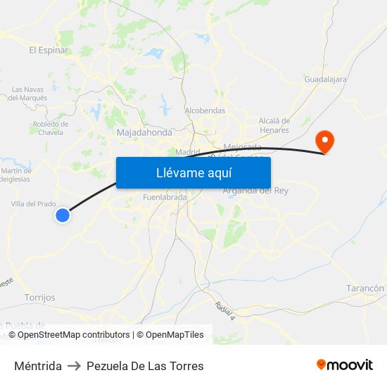 Méntrida to Pezuela De Las Torres map