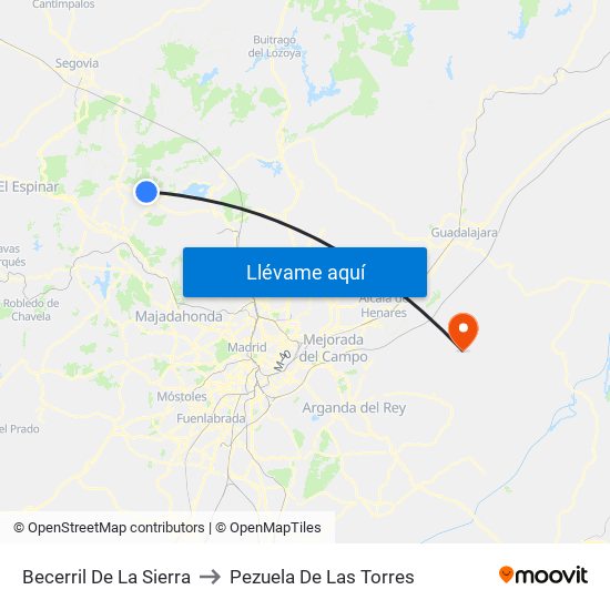 Becerril De La Sierra to Pezuela De Las Torres map