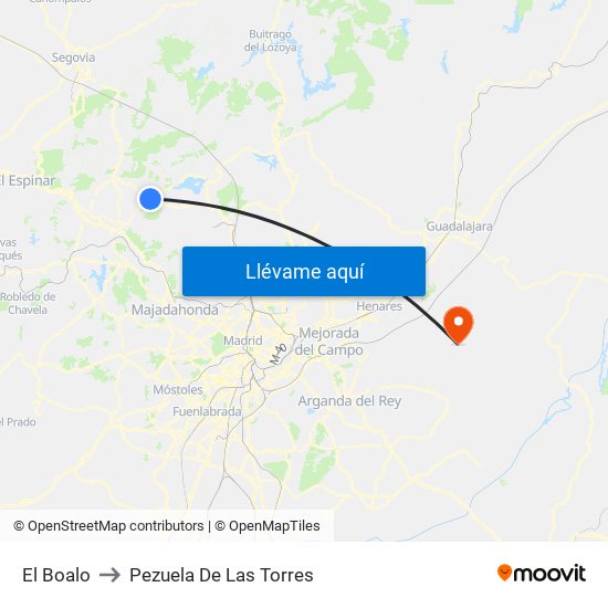 El Boalo to Pezuela De Las Torres map