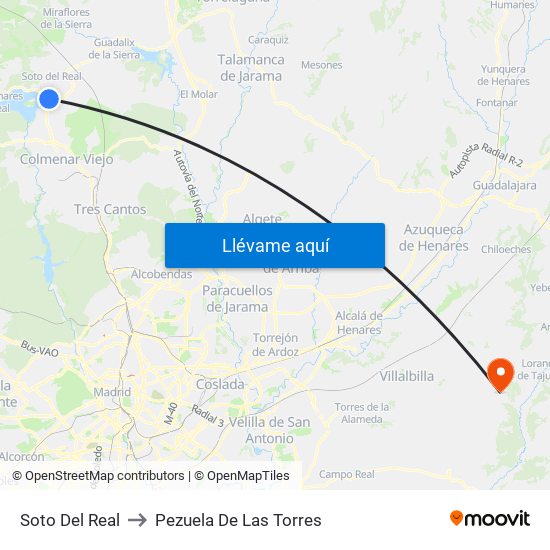 Soto Del Real to Pezuela De Las Torres map