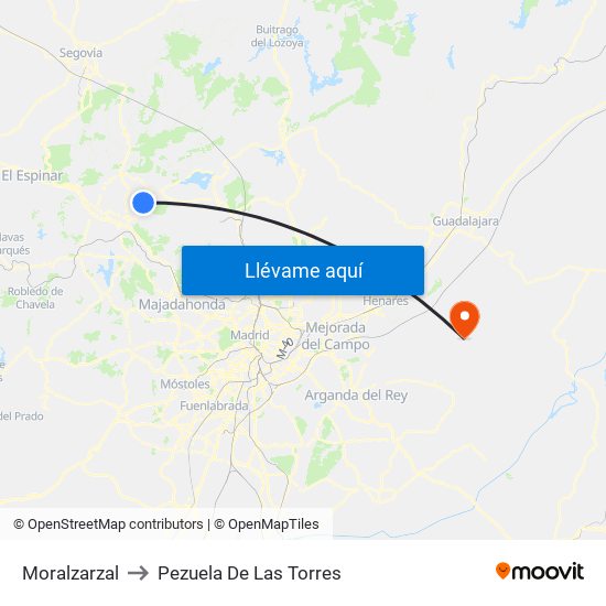 Moralzarzal to Pezuela De Las Torres map