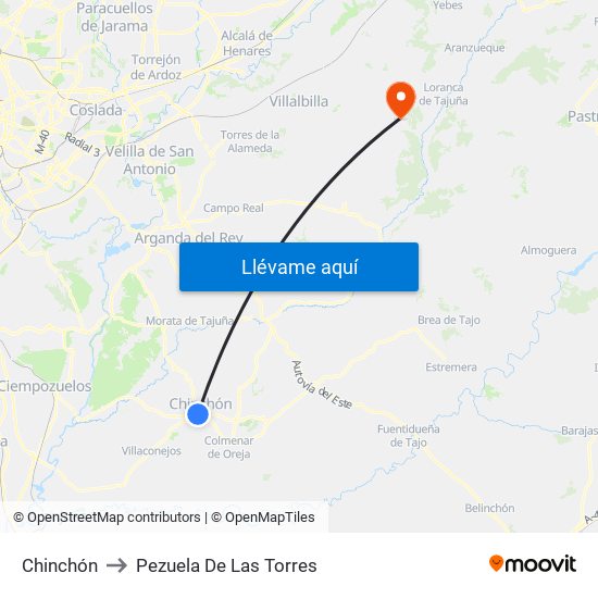 Chinchón to Pezuela De Las Torres map