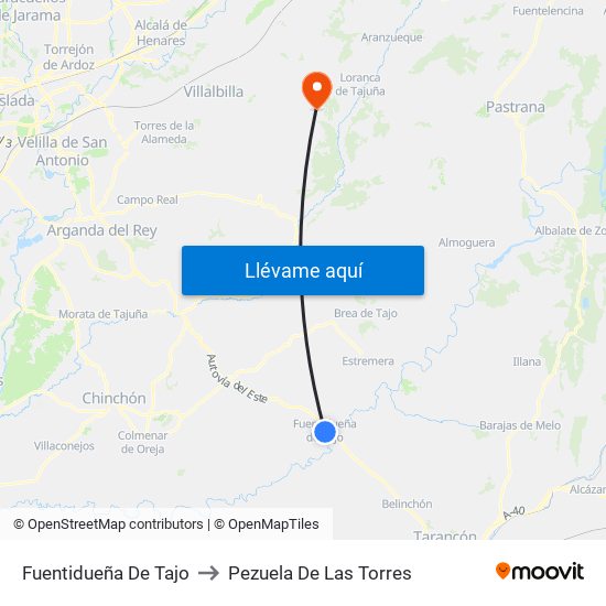Fuentidueña De Tajo to Pezuela De Las Torres map