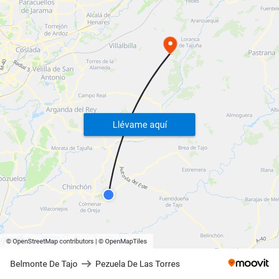 Belmonte De Tajo to Pezuela De Las Torres map