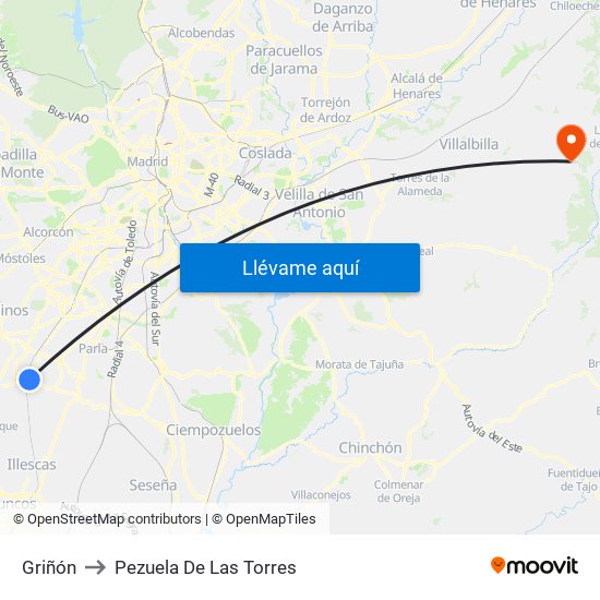 Griñón to Pezuela De Las Torres map