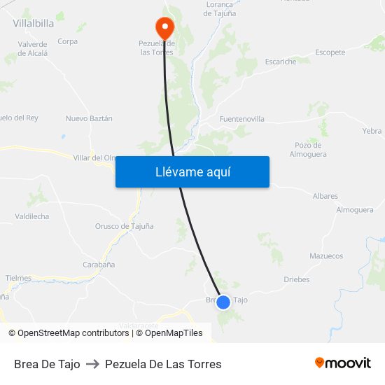 Brea De Tajo to Pezuela De Las Torres map