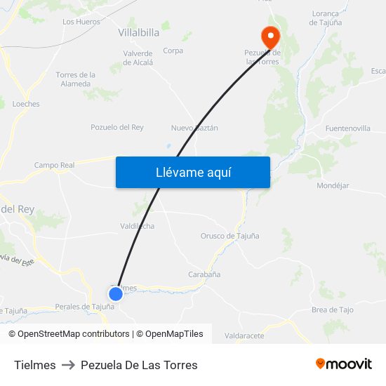 Tielmes to Pezuela De Las Torres map