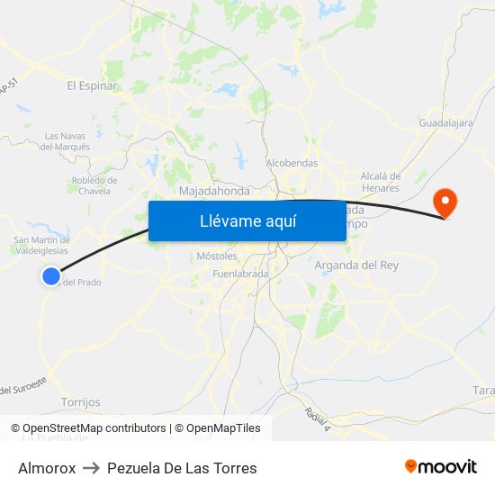 Almorox to Pezuela De Las Torres map