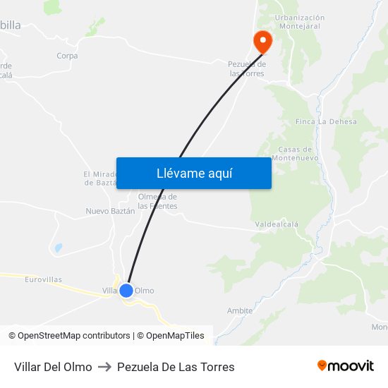 Villar Del Olmo to Pezuela De Las Torres map
