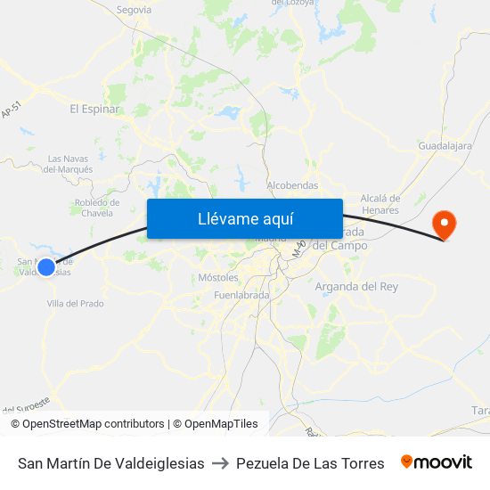 San Martín De Valdeiglesias to Pezuela De Las Torres map