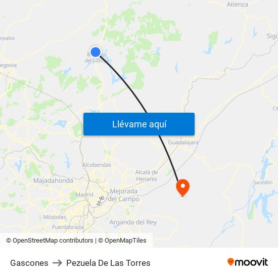 Gascones to Pezuela De Las Torres map