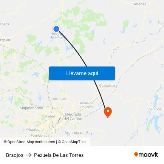 Braojos to Pezuela De Las Torres map