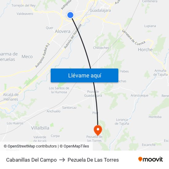 Cabanillas Del Campo to Pezuela De Las Torres map