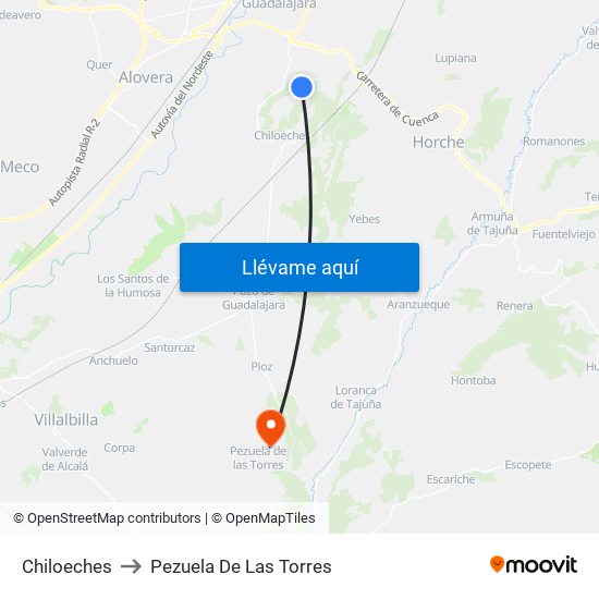 Chiloeches to Pezuela De Las Torres map