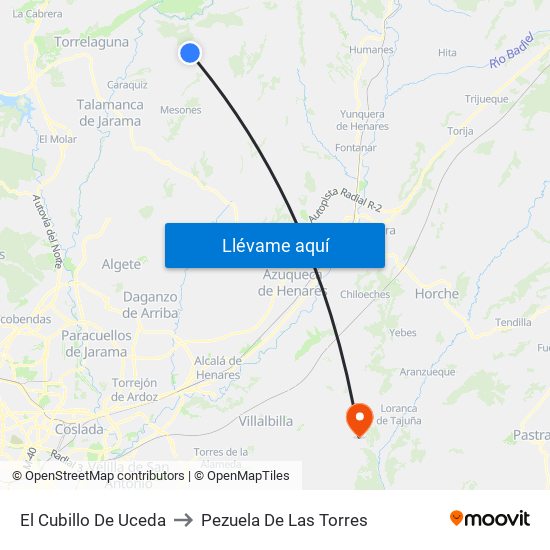 El Cubillo De Uceda to Pezuela De Las Torres map