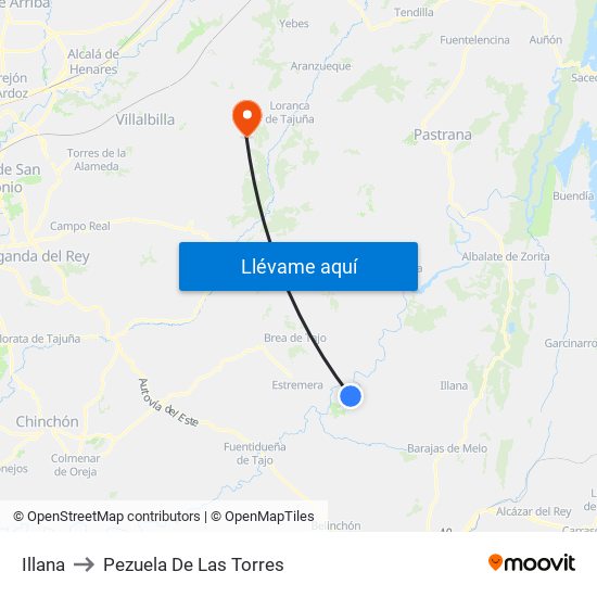 Illana to Pezuela De Las Torres map