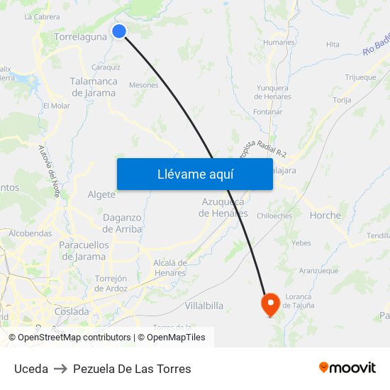 Uceda to Pezuela De Las Torres map
