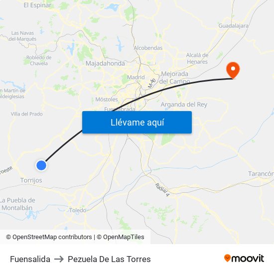 Fuensalida to Pezuela De Las Torres map
