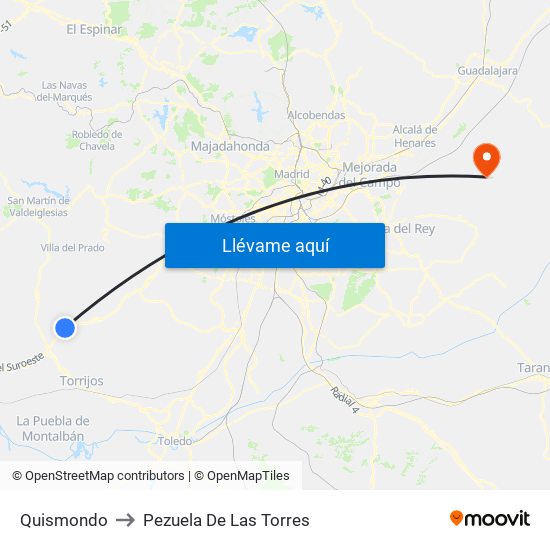 Quismondo to Pezuela De Las Torres map