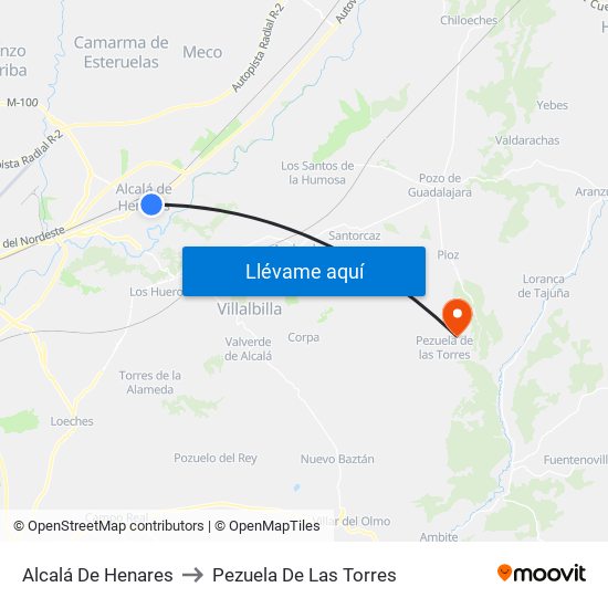 Alcalá De Henares to Pezuela De Las Torres map