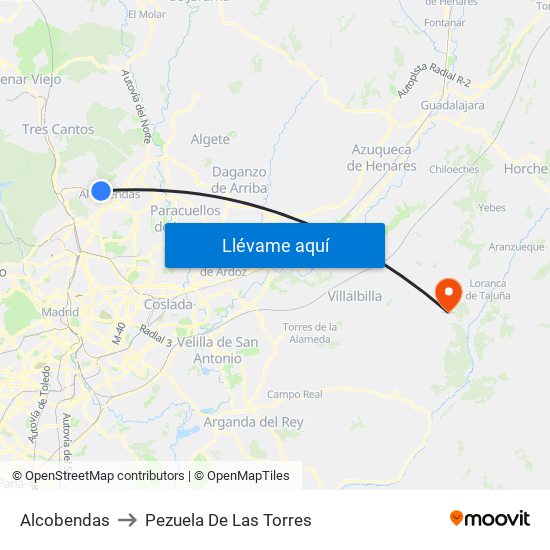 Alcobendas to Pezuela De Las Torres map