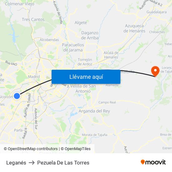 Leganés to Pezuela De Las Torres map