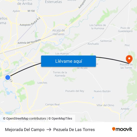 Mejorada Del Campo to Pezuela De Las Torres map