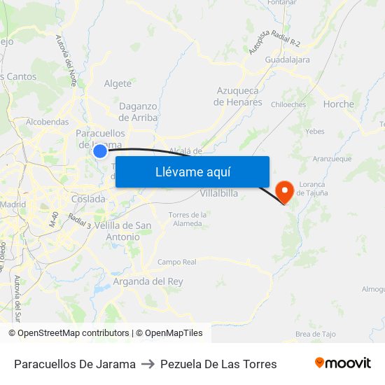 Paracuellos De Jarama to Pezuela De Las Torres map