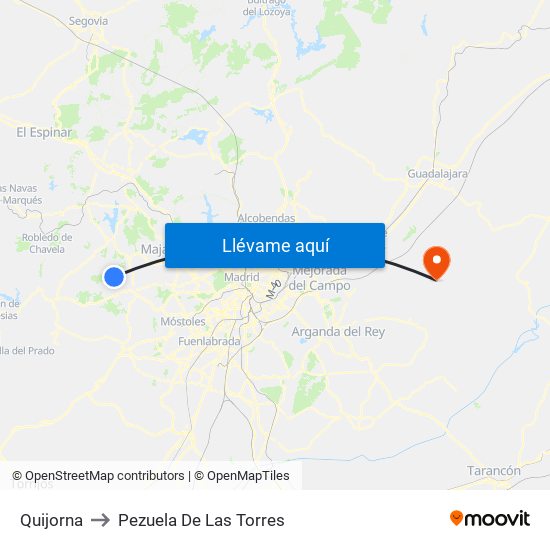 Quijorna to Pezuela De Las Torres map