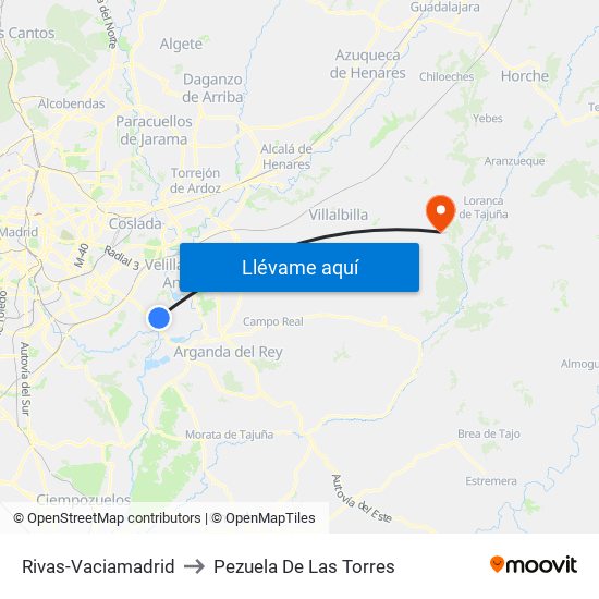 Rivas-Vaciamadrid to Pezuela De Las Torres map