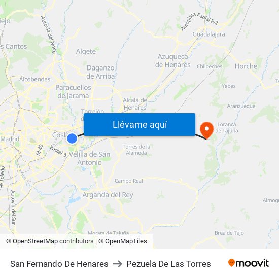 San Fernando De Henares to Pezuela De Las Torres map