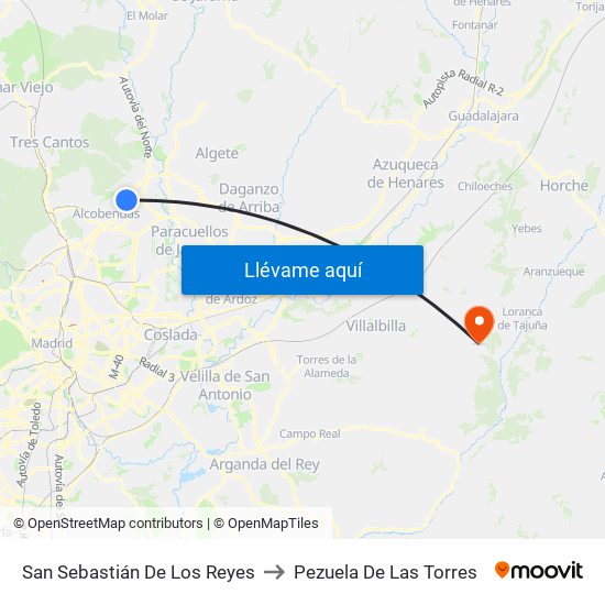 San Sebastián De Los Reyes to Pezuela De Las Torres map