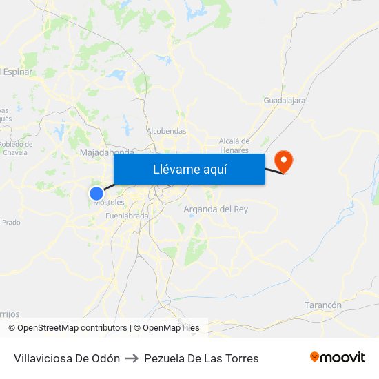 Villaviciosa De Odón to Pezuela De Las Torres map