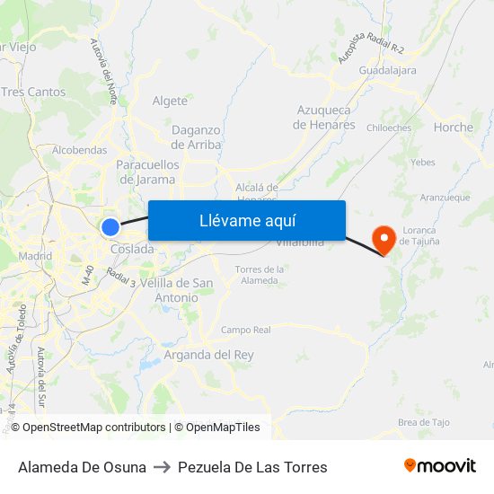 Alameda De Osuna to Pezuela De Las Torres map