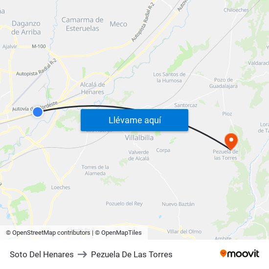 Soto Del Henares to Pezuela De Las Torres map